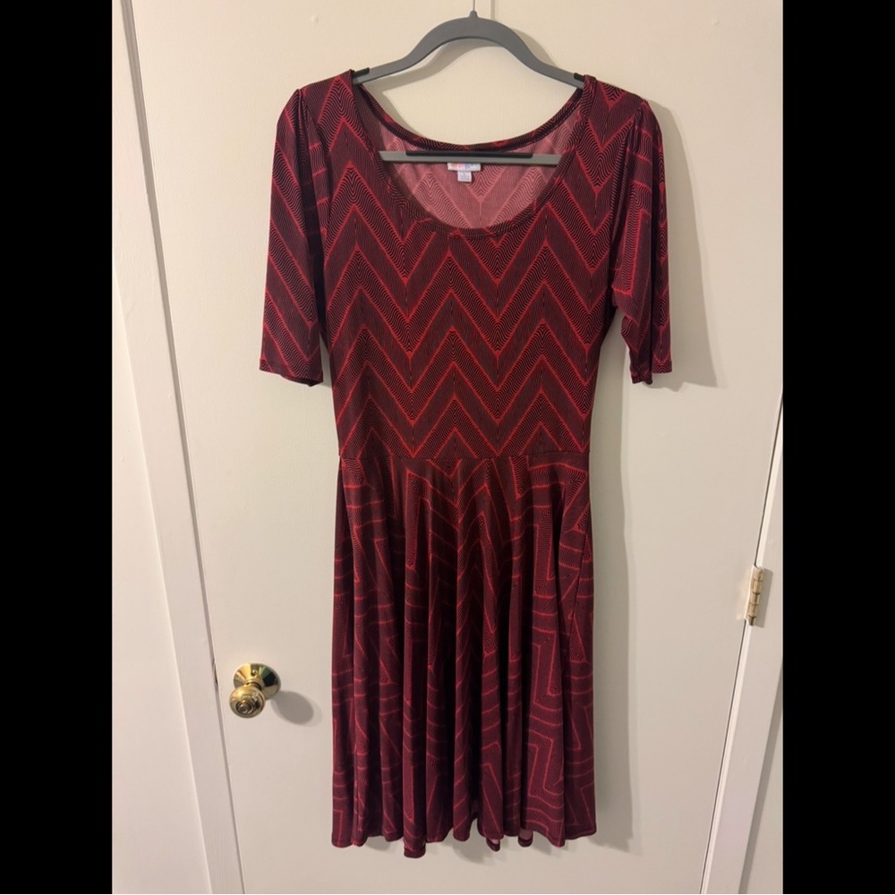 Red Chevron Pattern Dress
